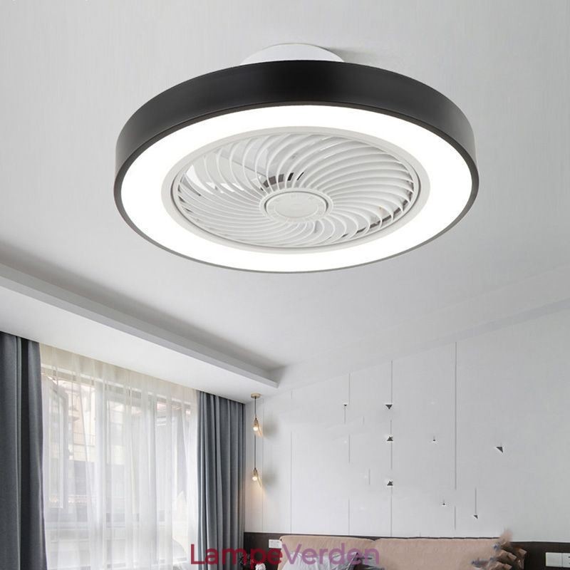 Moderne Loftsventilator Lys Med Fjernbetjening Akryl Rund Loftslampe