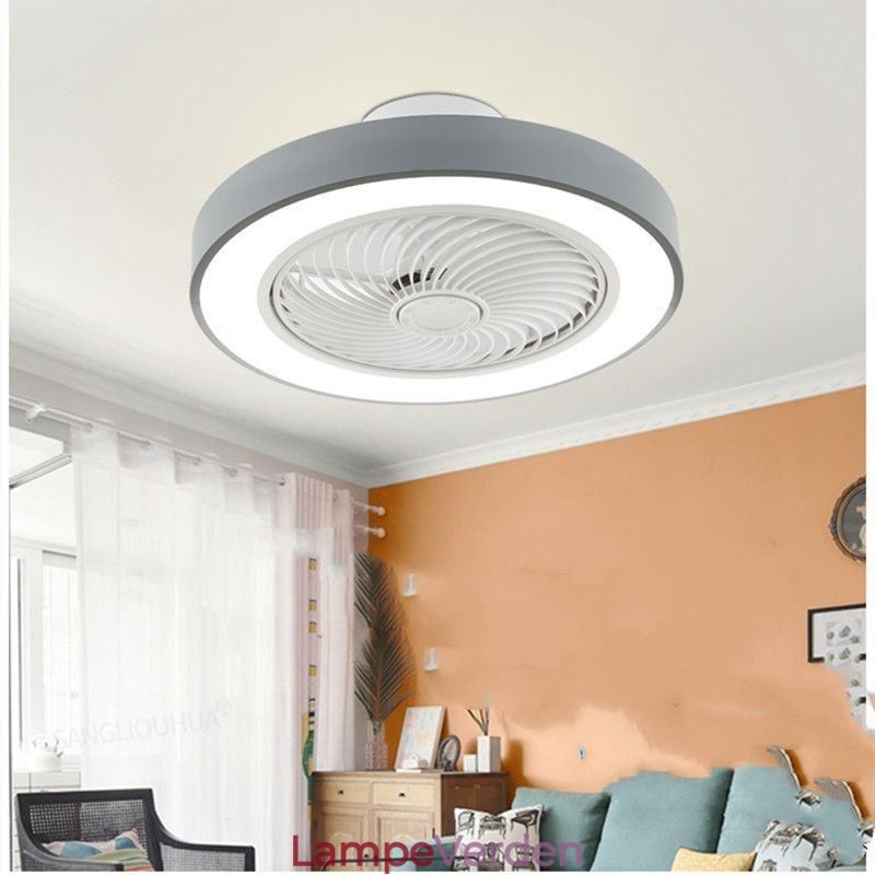 Moderne Loftsventilator Lys Med Fjernbetjening Akryl Rund Loftslampe