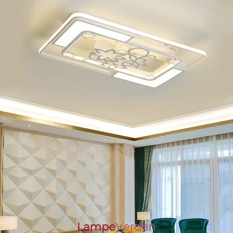 Moderne rektangulære loftsventilator lysarmaturer