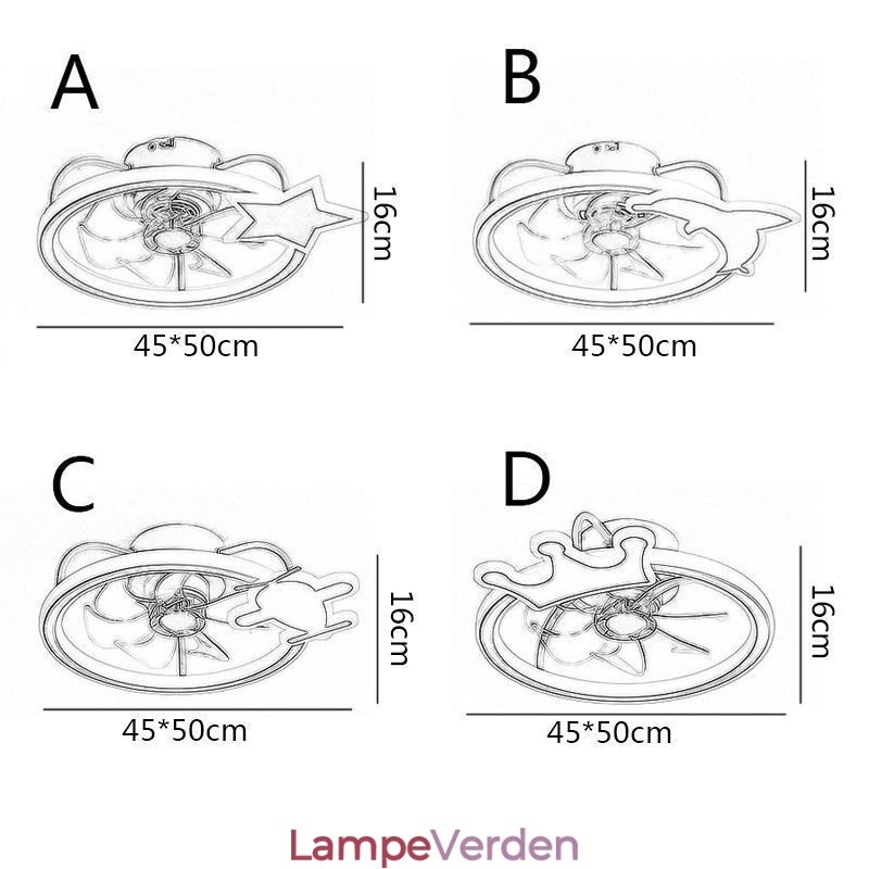 Tegnefilm Loftsventilator Light Creative Loftlampe Kid's