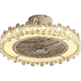 Krystal Loftsventilator Lys Guld Rund Loftslampe