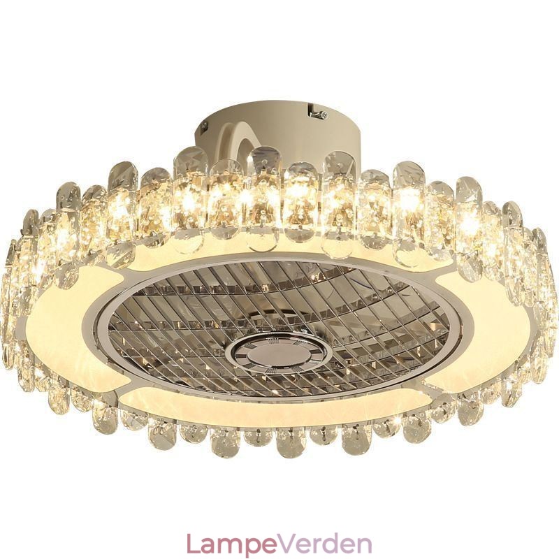 Krystal Loftsventilator Lys Guld Rund Loftslampe