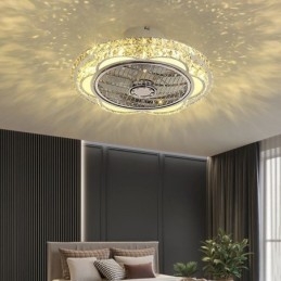 Krystal Loftsventilator Lys Guld Rund Loftslampe