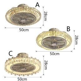Krystal Loftsventilator Lys Guld Rund Loftslampe