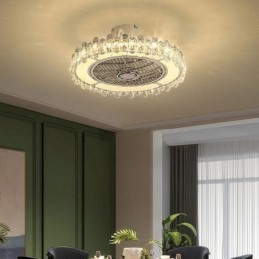 Krystal Loftsventilator Lys Guld Rund Loftslampe