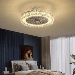 Krystal Loftsventilator Lys Guld Rund Loftslampe