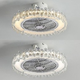 Krystal Loftsventilator Lys Guld Rund Loftslampe