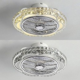 Krystal Loftsventilator Lys Guld Rund Loftslampe