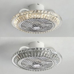 Krystal Loftsventilator Lys Guld Rund Loftslampe