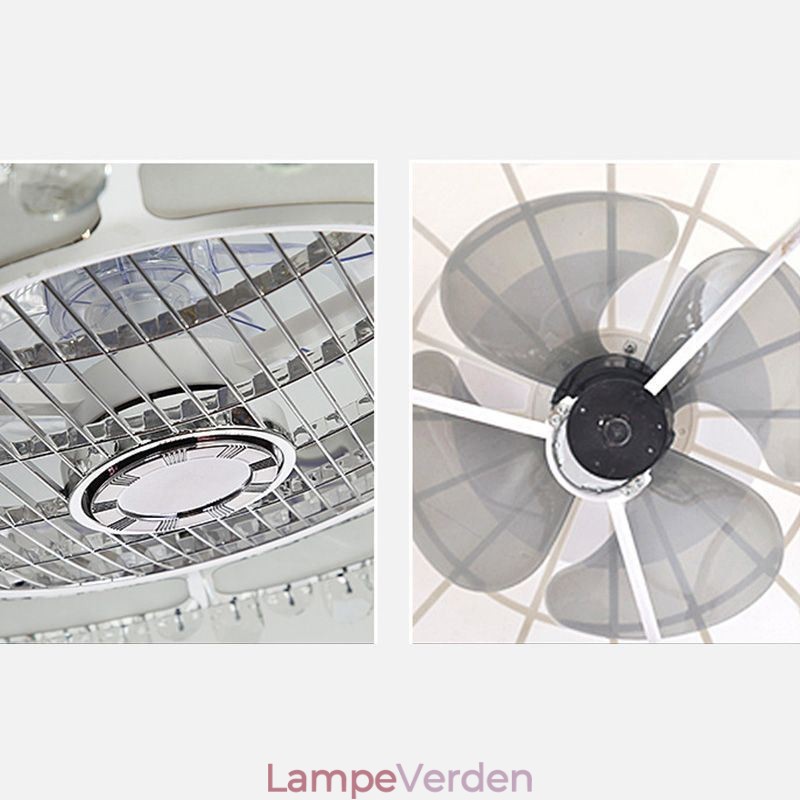 Krystal Loftsventilator Lys Guld Rund Loftslampe