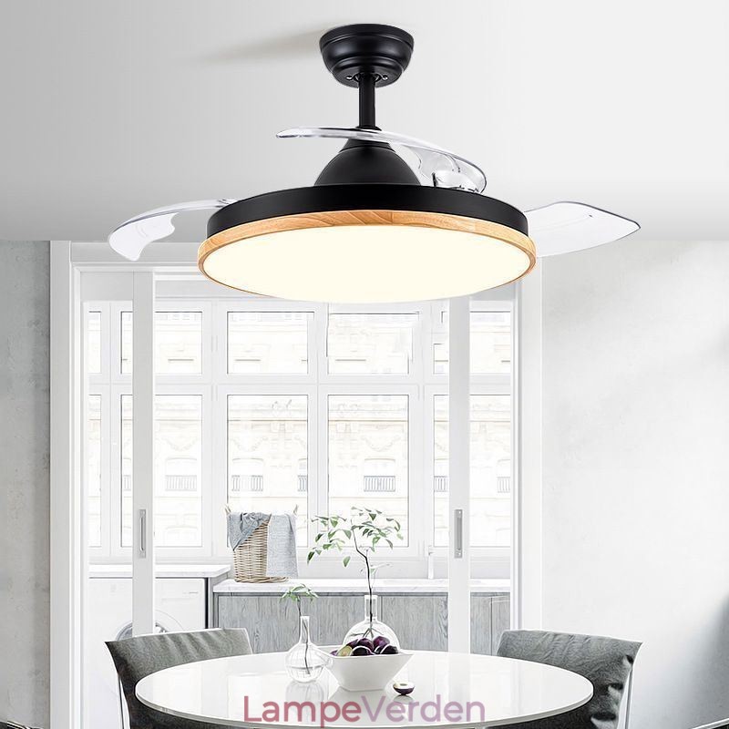 Moderne Inverter Loftsventilator Lys Fjernbetjening Loftslampe Tricolor dæmpning