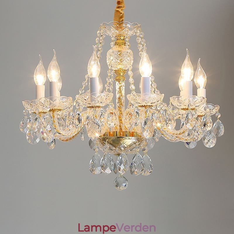 Gennemsigtig krystal lysekrone europæisk guld krop Luksus Decrative loftslampe