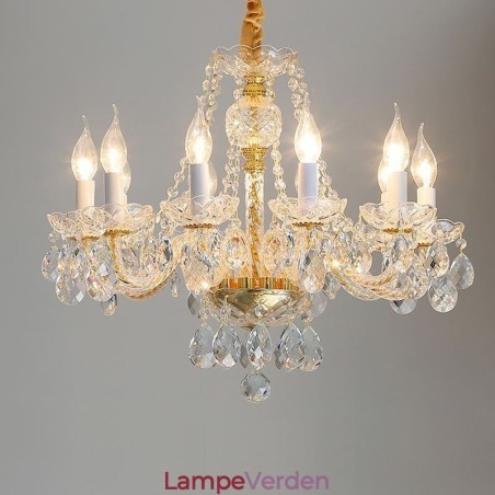 Gennemsigtig krystal lysekrone europæisk guld krop Luksus Decrative loftslampe Gennemsigtig krystal lysekrone europæisk guld krop Luksus Decrative loftslampe