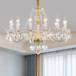 Gennemsigtig krystal lysekrone europæisk guld krop Luksus Decrative loftslampe