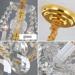 Gennemsigtig krystal lysekrone europæisk guld krop Luksus Decrative loftslampe