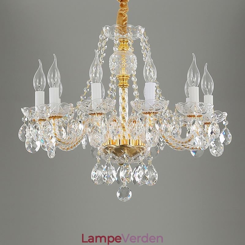 Gennemsigtig krystal lysekrone europæisk guld krop Luksus Decrative loftslampe