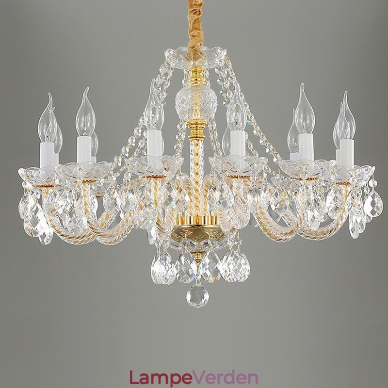 Gennemsigtig krystal lysekrone europæisk guld krop Luksus Decrative loftslampe