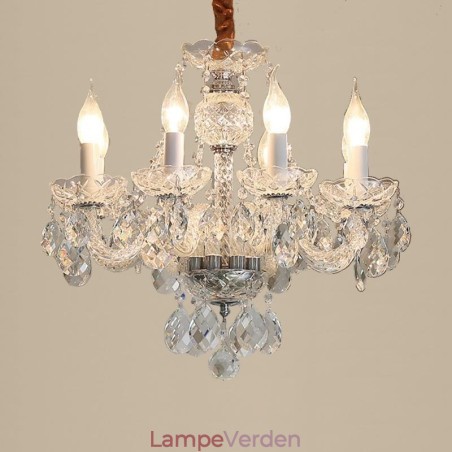 Europæisk klar krystal lysekrone glas lys krop 8 lys Europæisk klar krystal lysekrone glas lys krop 8 lys