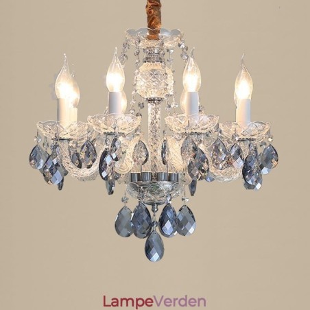 Europæisk blå krystal lysekrone glas lys krop 8 lys Europæisk blå krystal lysekrone glas lys krop 8 lys