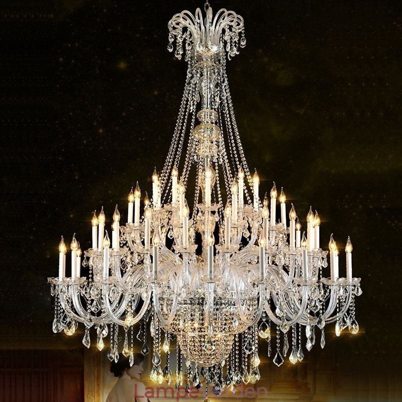 Europæisk krystallysekrone krystaldekoration loftslampe med 65 lys
