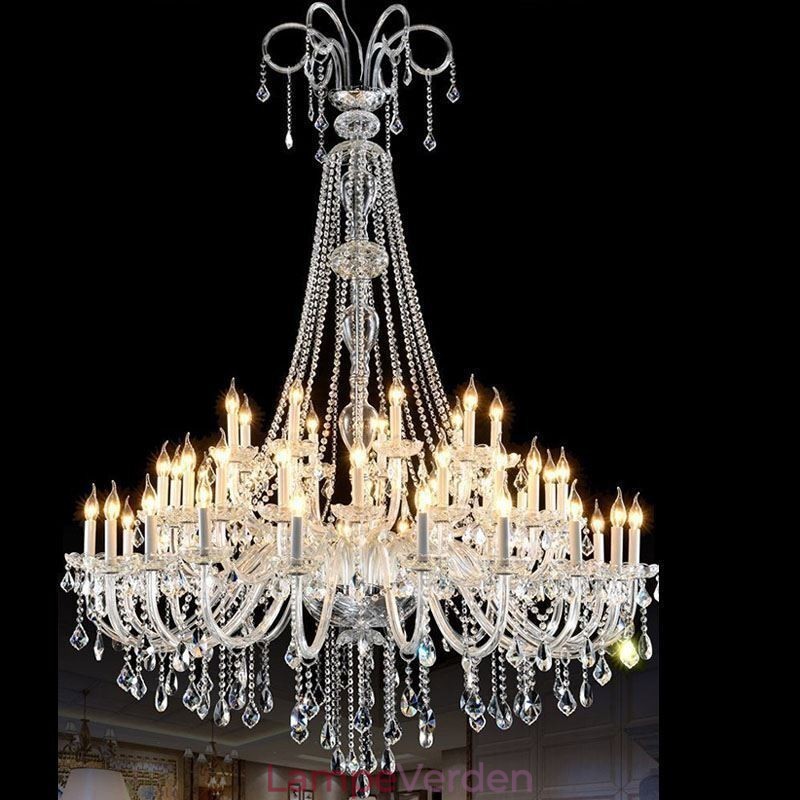 Europæisk krystallysekrone krystaldekoration loftslampe med 65 lys