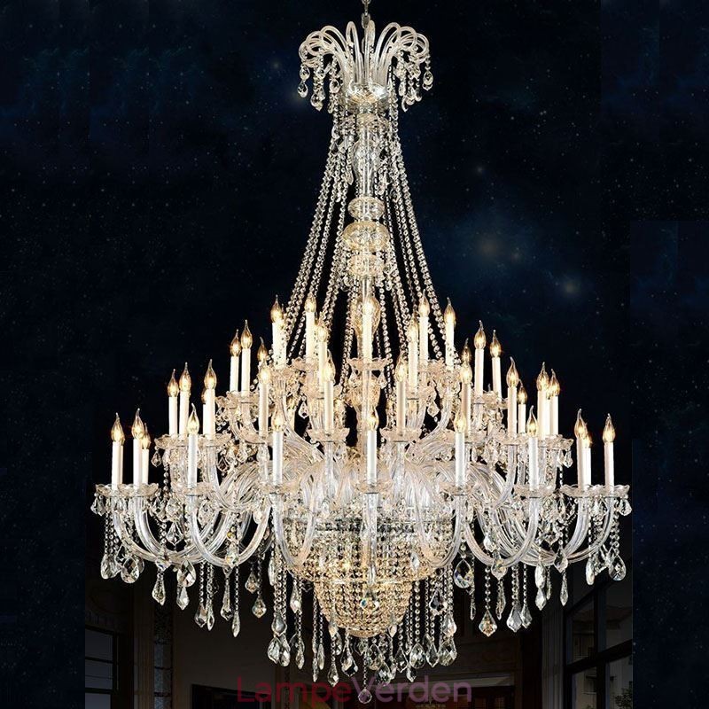 Europæisk krystallysekrone krystaldekoration loftslampe med 65 lys