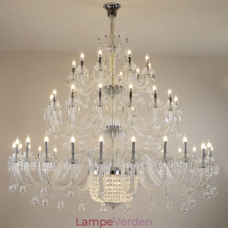 Europæisk krystal lysekrone dekoration loftslampe med 50 lys