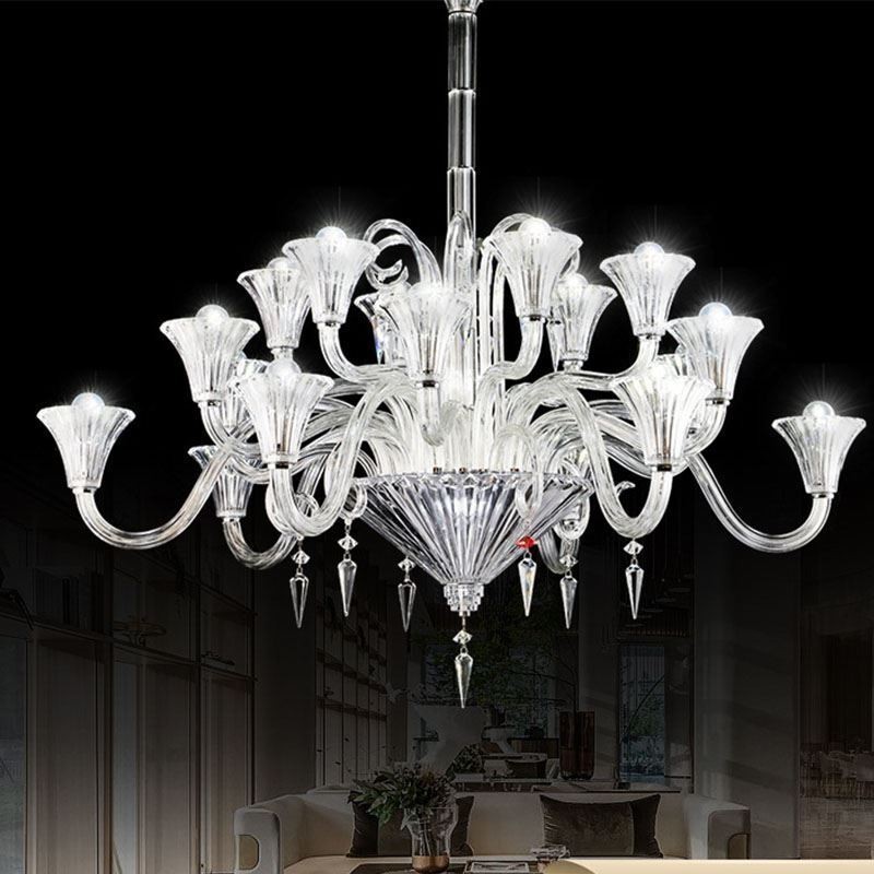 Europæisk krystal lysekrone dekoration loftslampe med 18 lys