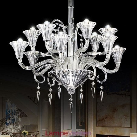 Europæisk krystal lysekrone dekoration loftslampe med 12 lys