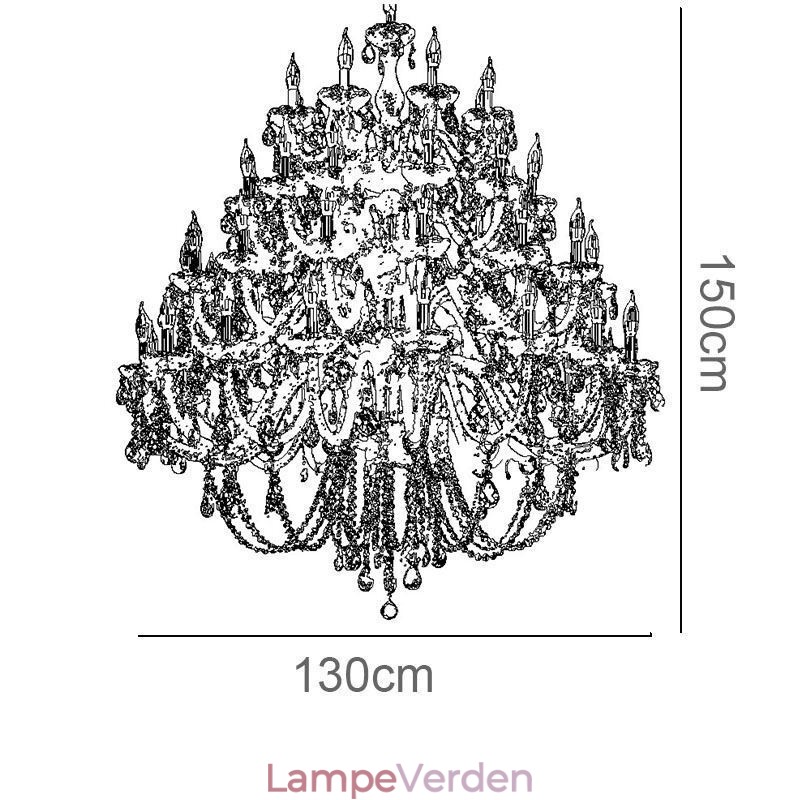 Europæisk krystal lysekrone loftslampe med 53 lys