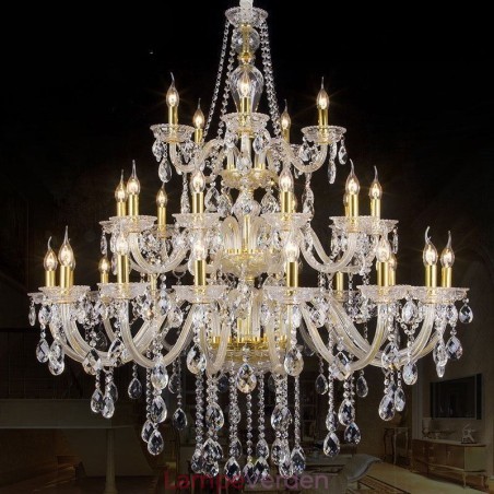 Luksus krystal lysekrone dekoration loftslampe med 32 lys Luksus krystal lysekrone dekoration loftslampe med 32 lys