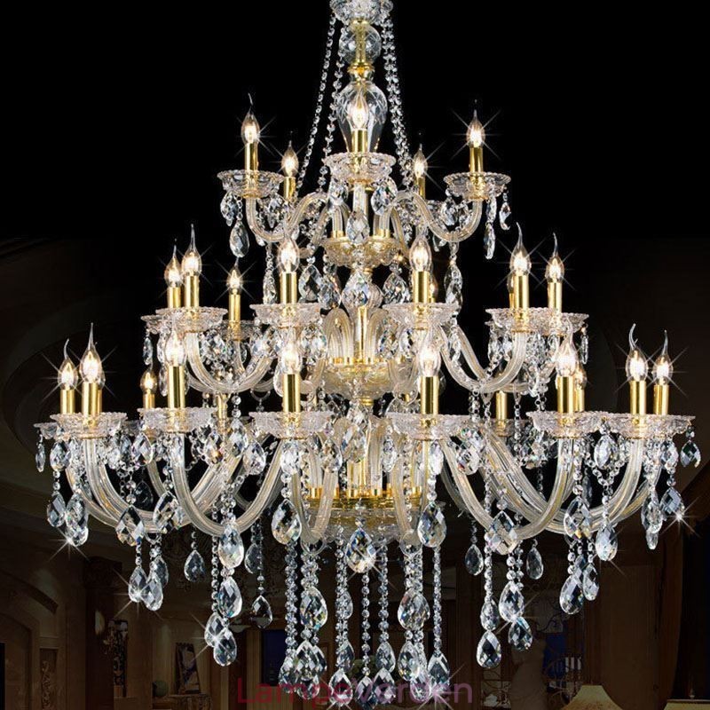 Luksus krystal lysekrone dekoration loftslampe med 32 lys