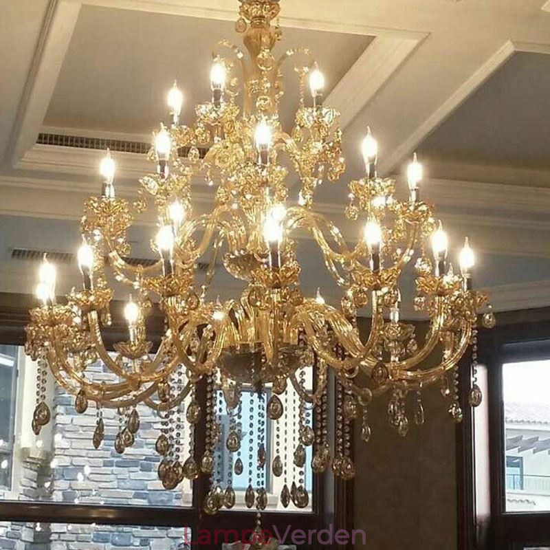 Europæisk krystallysekrone luksus loftslampe med 30 lys