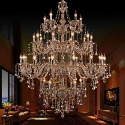 Cognac krystal lysekrone loftslampe med 35 lys