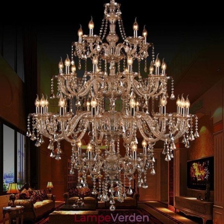 Cognac krystal lysekrone loftslampe med 35 lys Cognac krystal lysekrone loftslampe med 35 lys