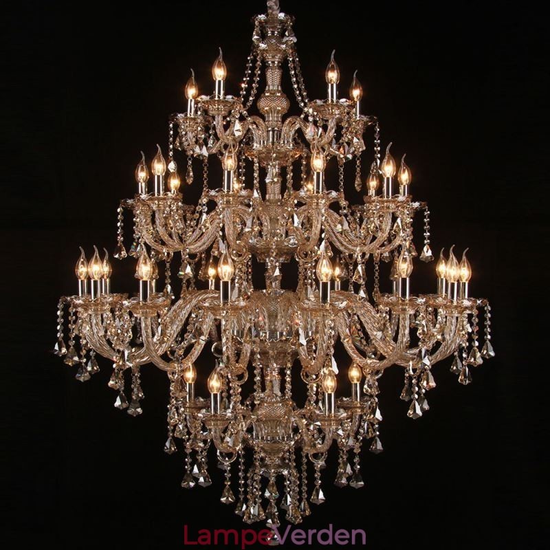 Cognac krystal lysekrone loftslampe med 35 lys