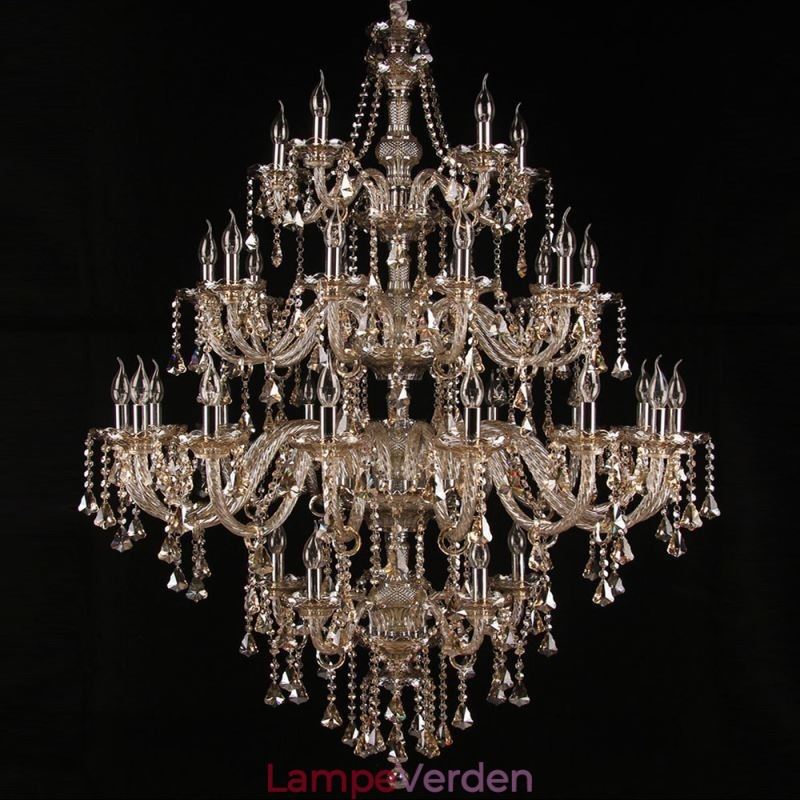 Cognac krystal lysekrone loftslampe med 35 lys