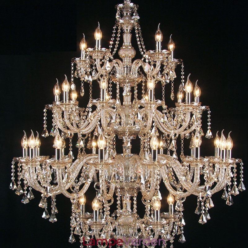 Cognac krystal lysekrone loftslampe med 35 lys