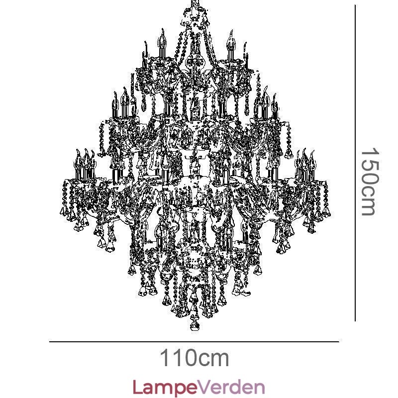 Cognac krystal lysekrone loftslampe med 35 lys