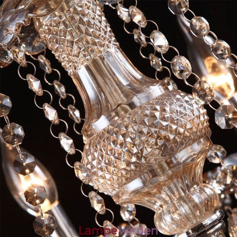 Cognac krystal lysekrone loftslampe med 35 lys