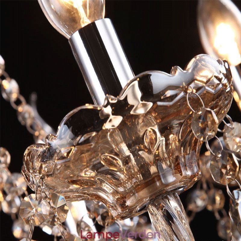 Cognac krystal lysekrone loftslampe med 35 lys