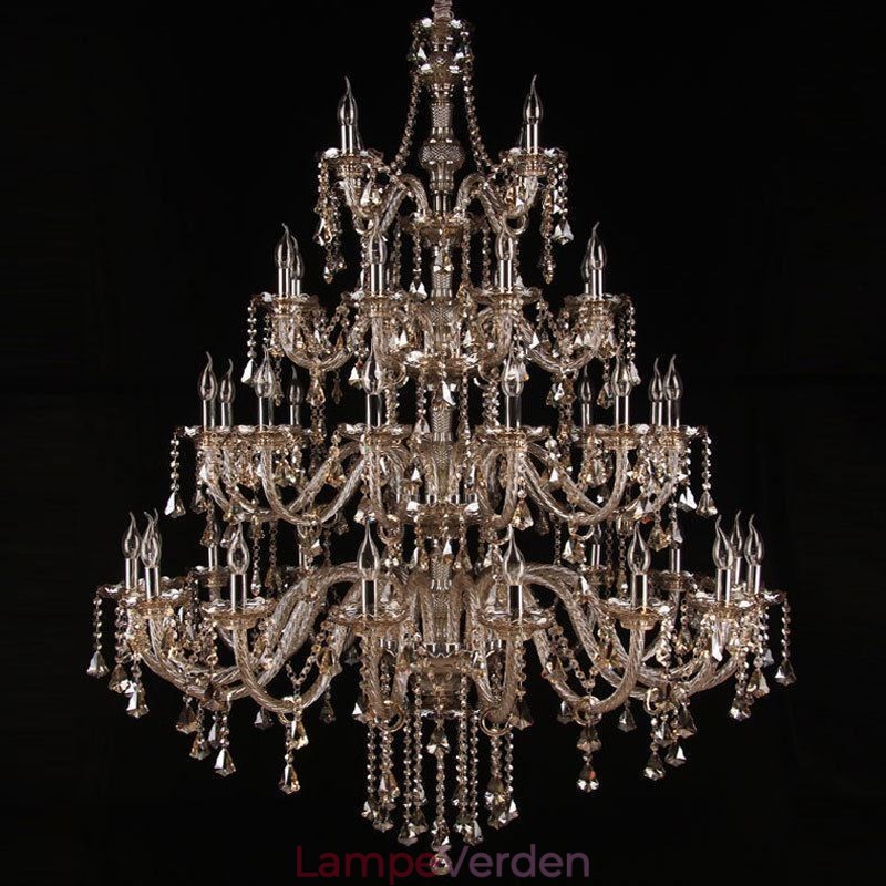 Europæisk krystal lysekrone Cognac farve loftslampe med 40 lys