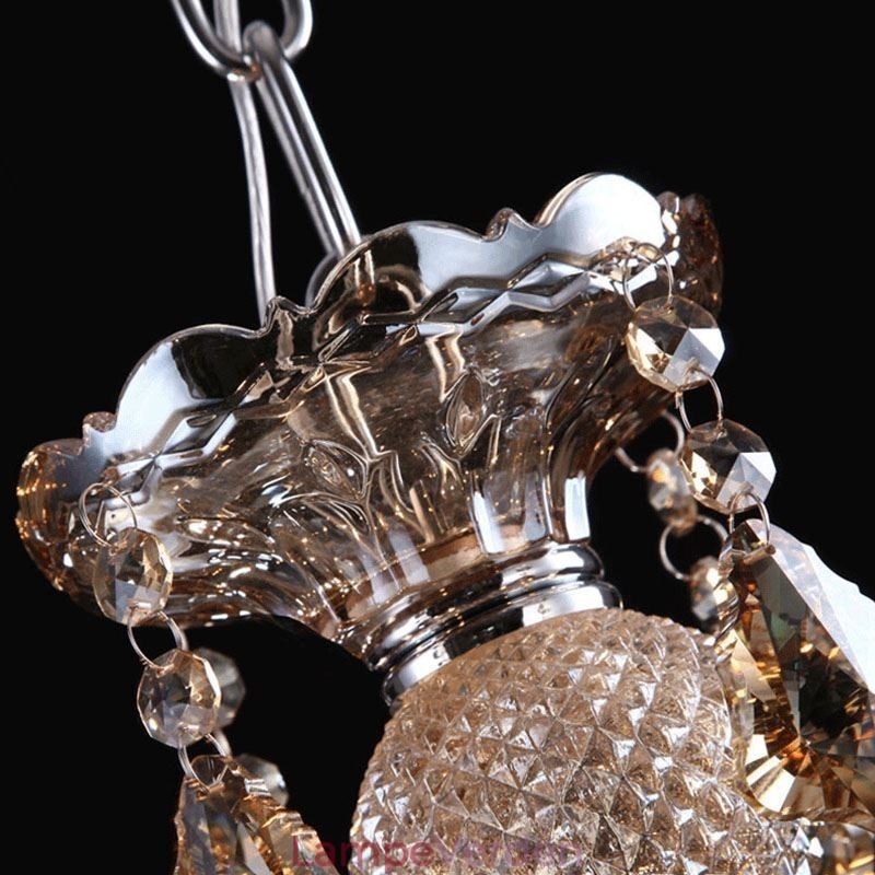 Europæisk krystal lysekrone Cognac farve loftslampe med 40 lys