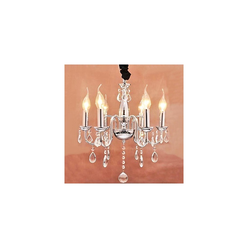 6 lys Crystal Pendent Light i Candle Feature