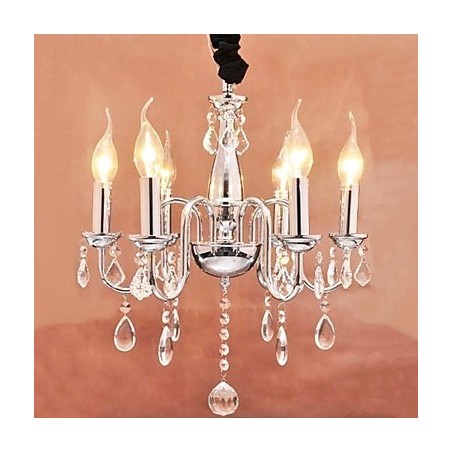 6 lys Crystal Pendent Light i Candle Feature 6 lys Crystal Pendent Light i Candle Feature