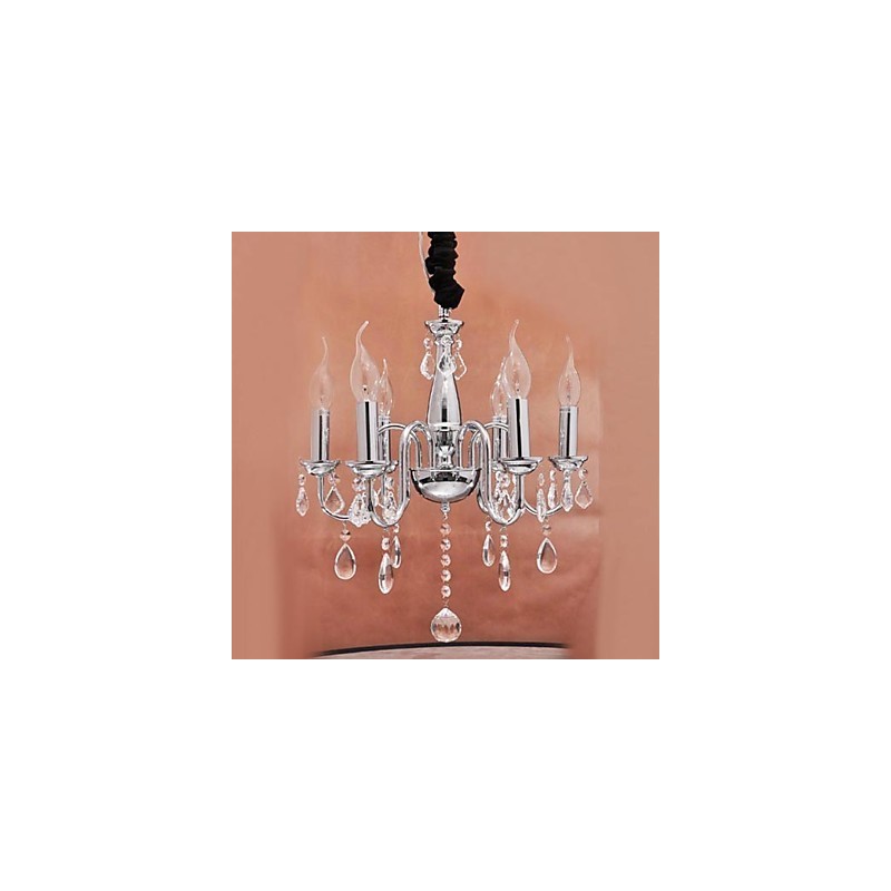 6 lys Crystal Pendent Light i Candle Feature
