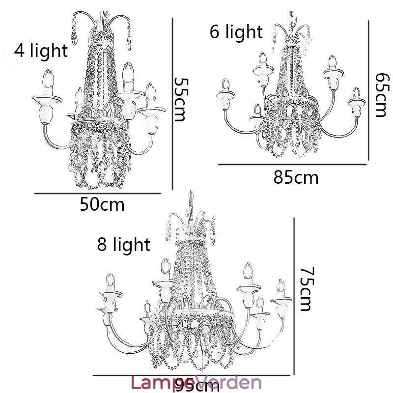 Nordisk Krystal Lysekrone Paint Craft Cream Loftslampe
