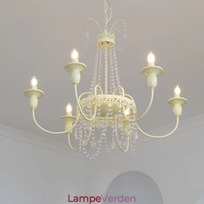 Nordisk Krystal Lysekrone Paint Craft Cream Loftslampe