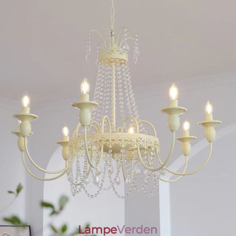 Nordisk Krystal Lysekrone Paint Craft Cream Loftslampe