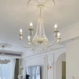 Nordisk Krystal Lysekrone Paint Craft Cream Loftslampe